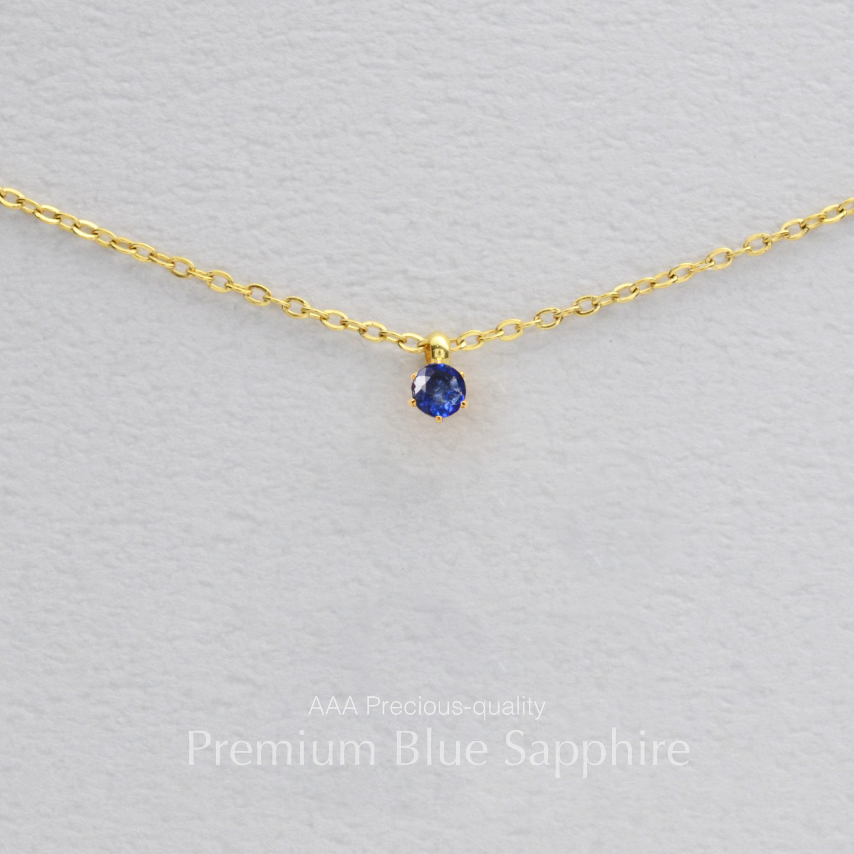 つけっぱなしOK！サファイア 一粒ネックレス AAA 金属アレルギー サージカルステンレス スキンネックレス ブルー
