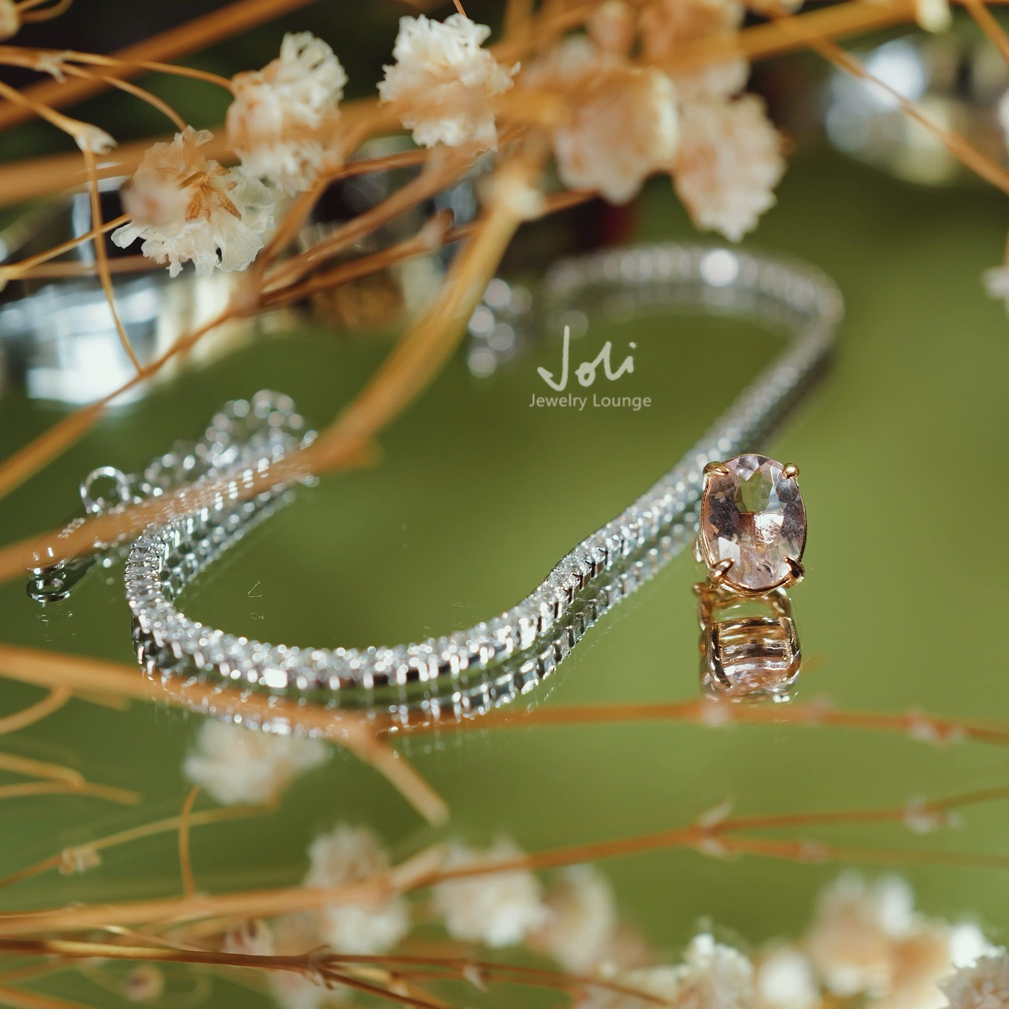 天然モルガナイト ピンク オーバル フルエタニティ ブレスレット キラキラ レトロ ゴージャス 取り外し可能