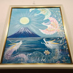 風水吉祥ヒーリング幸画＊お宝集めペアドラゴン〜月光浴〜 金龍