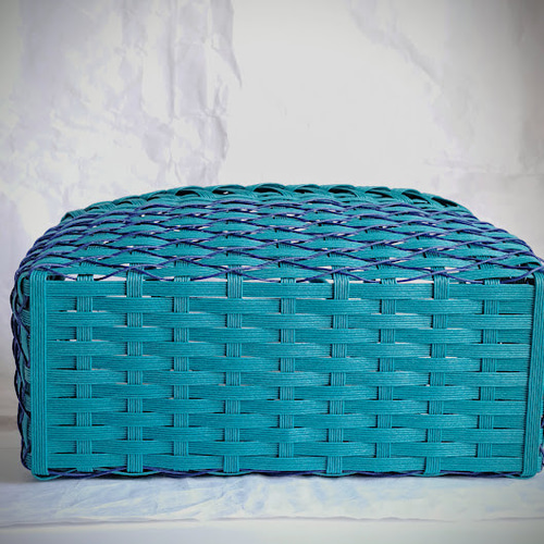 かけあみのクラフトバンドかごバッグ ターコイズブルー かごバッグ