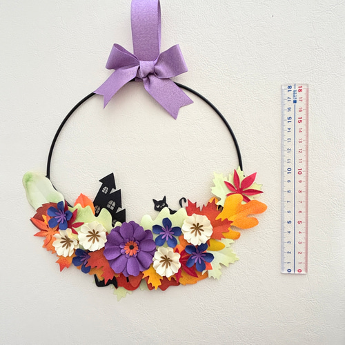 ハロウィンのリース ペーパーフラワーアート 秋の新作2025 リース