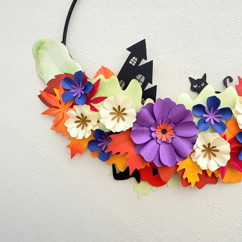 ハロウィンのリース ペーパーフラワーアート 秋の新作2025 リース