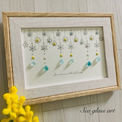 シーグラスアート 海の宝石 幸せの青い鳥 四葉のクローバー インテリア