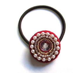 A-460  パッチワークのヘアゴム フェルトパッチワークのヘアゴム（赤） ヘアゴム sato-kko 通販