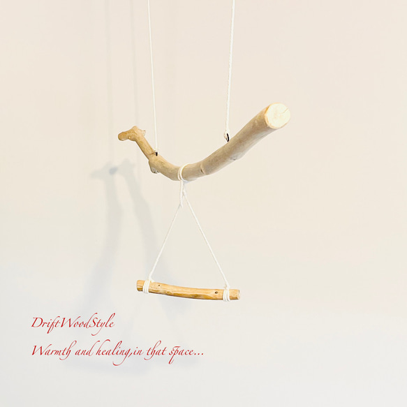 流木止まり木  シンプルな天然流木の小鳥の止まり木 吊り下げタイプ インコ 鳥 ブランコ 自然木 N56 8枚目の画像