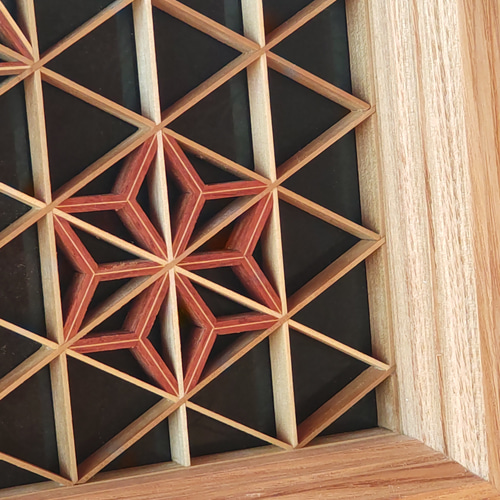 伝統美を暮らしに添える、和モダンインテリア 麻の葉組子細工額装 B