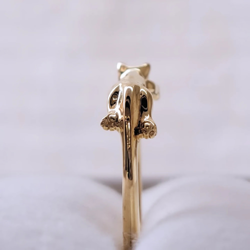 18金 猫の指輪 】K18 k18 猫リング ネコ指輪 ねこリング 猫