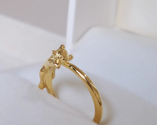 18金 猫の指輪 】K18 k18 ねこ ねこ指輪 ねこリング 猫アクセサリー 猫