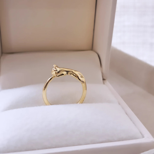 K18 リング　猫　ネコ　ねこ　18金　パール　真珠 18金 猫の指輪 】K18 k18 猫リング ネコ指輪 ねこリング 猫