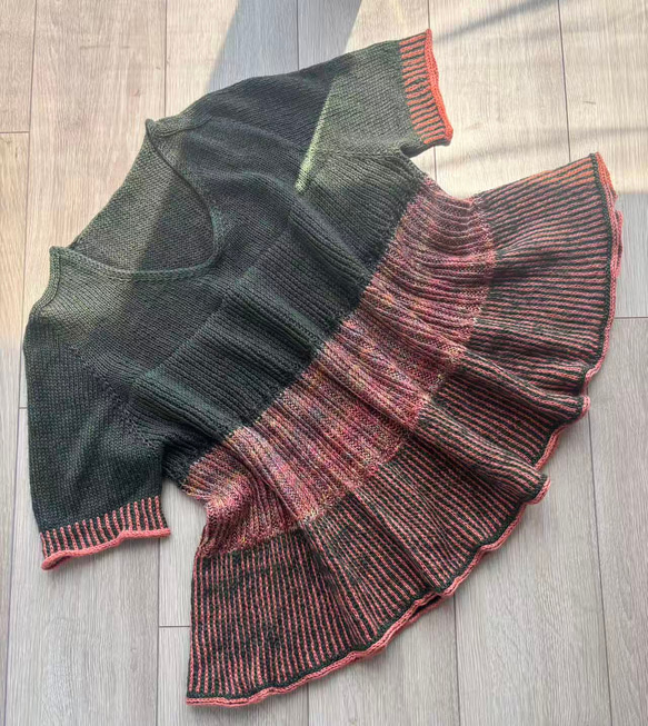 手編み 半袖 シルク&カシミヤ毛糸使用 7枚目の画像