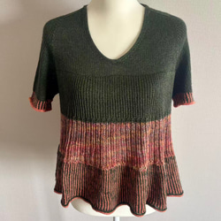 手編み 半袖 シルク&カシミヤ毛糸使用 2枚目の画像