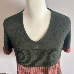 手編み 半袖 シルク&カシミヤ毛糸使用 3枚目の画像