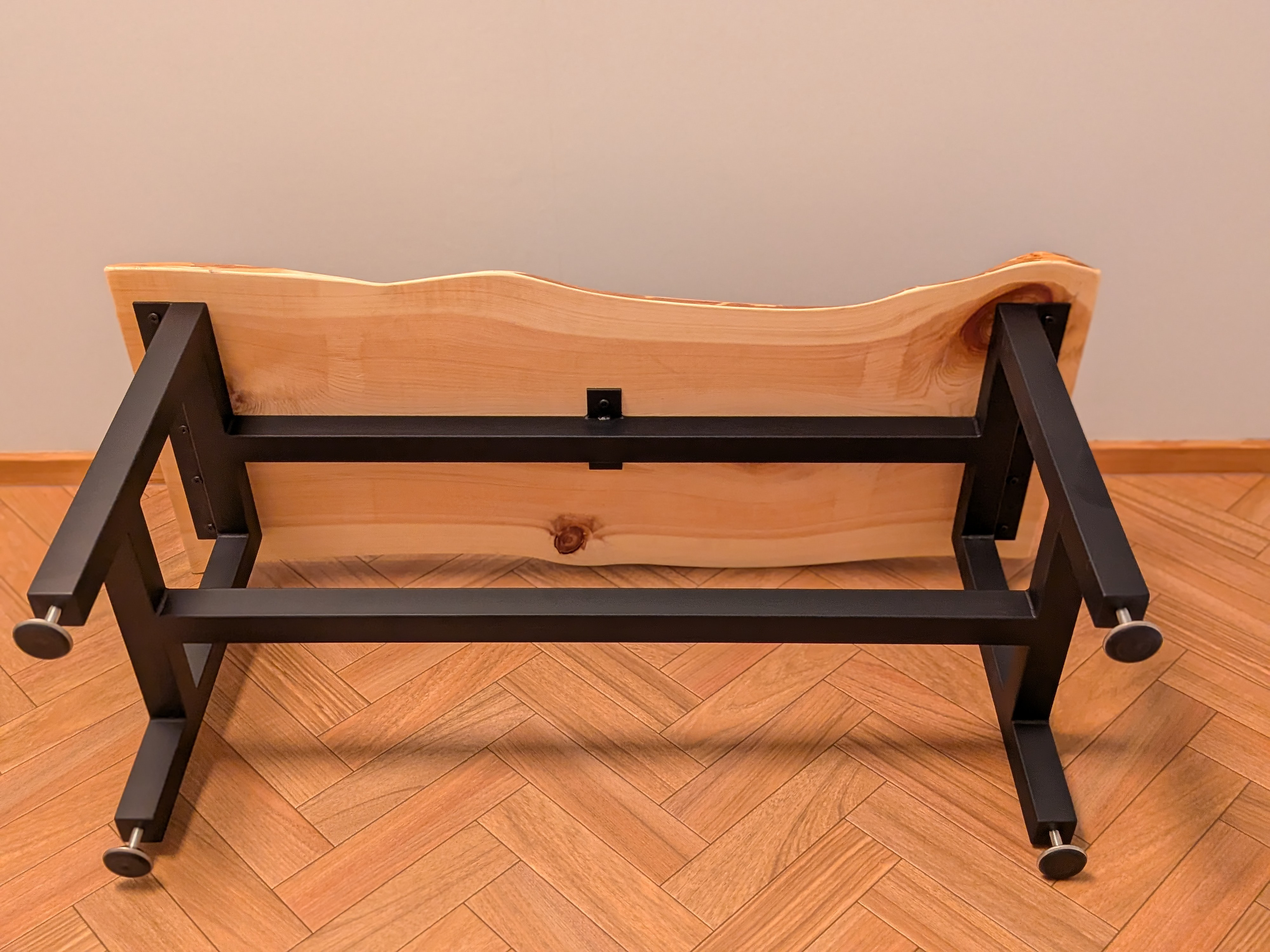 国産ヒノキ×アイアン　一枚板　ベンチ　B