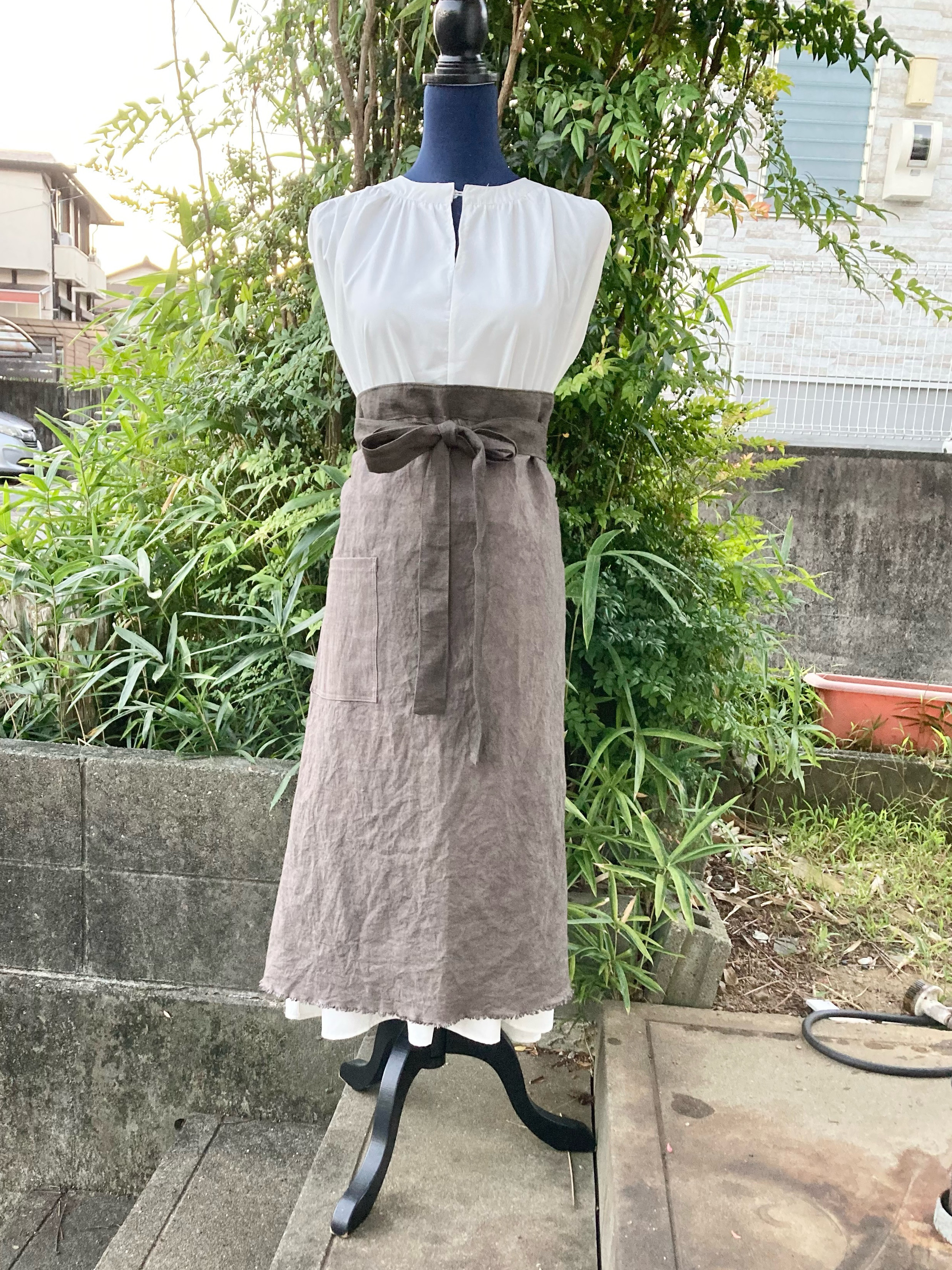 974 柿渋染　柿渋染め　エプロン　腰巻き　カフェ　ソムリエ　草木染め　草木染　ナチュラル