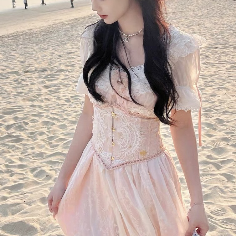 宮廷風フレンチレースドレス 重工魚骨ライン 成人式・パーティー プリンセスドレス