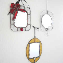 ✴︎:.。.ベージュの八角形鏡♪　（size20/max22）ステンドグラス ✴︎:.。.ベージュの八角形鏡♪ （size20/max22）ステンドグラス