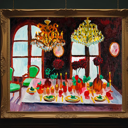 32×41㎝「夜のメリーゴーランド2」原画・油彩画・F6 N 絵画 かいがの