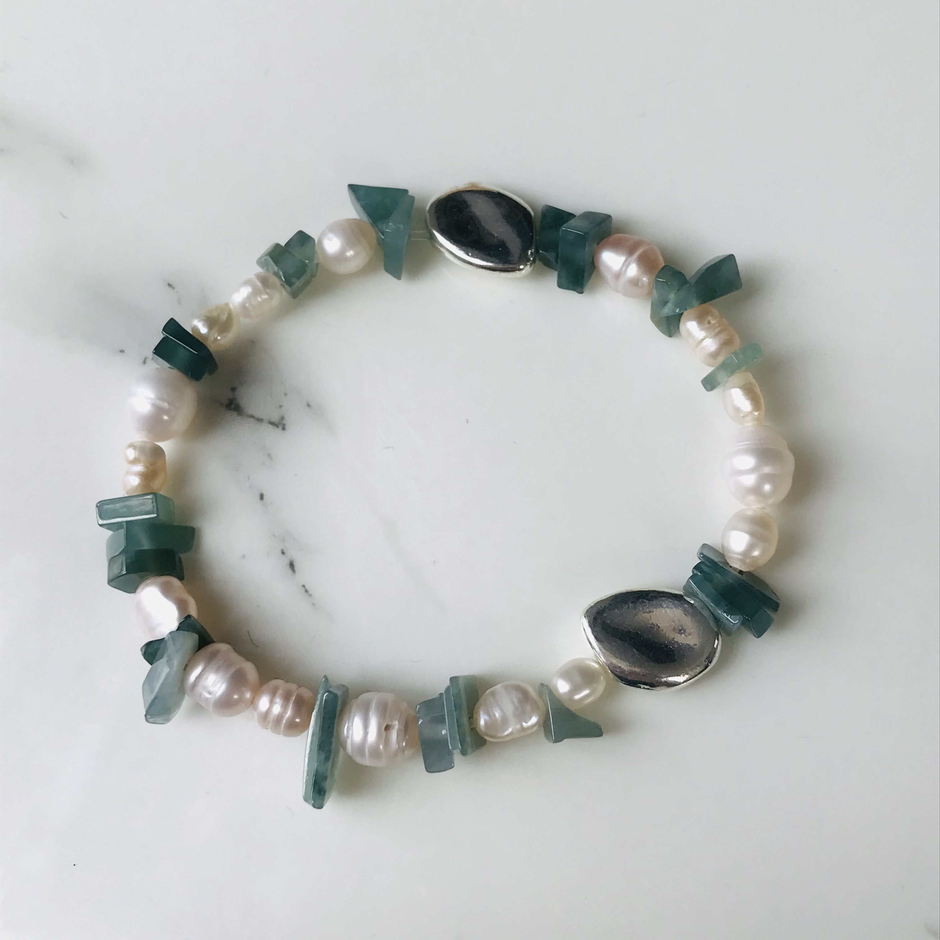 [B99-001］ ジェイド　JADE ヒスイ　本翡翠　ブレスレット　天然石　グアテマラ産　パール 7,040円