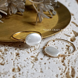 14kgf】いびつな形が可愛らしい 淡水パールのワイヤーリング 指輪