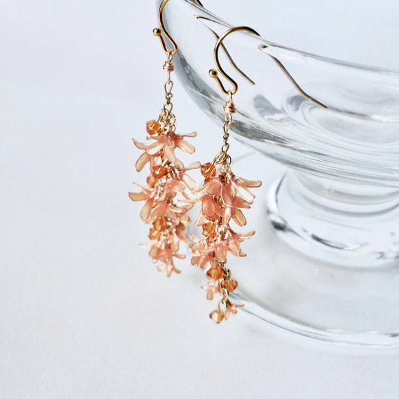 秋香る金木犀　イヤリング/ピアス　ディップフラワー　ディップアート　秋冬新作2025 秋限定2025 2枚目の画像