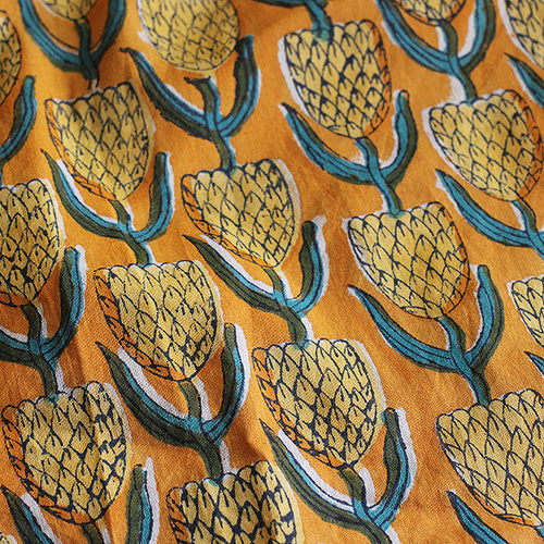 Sale フレンチピンクS ブロックプリントリキルト オーガニックコットン