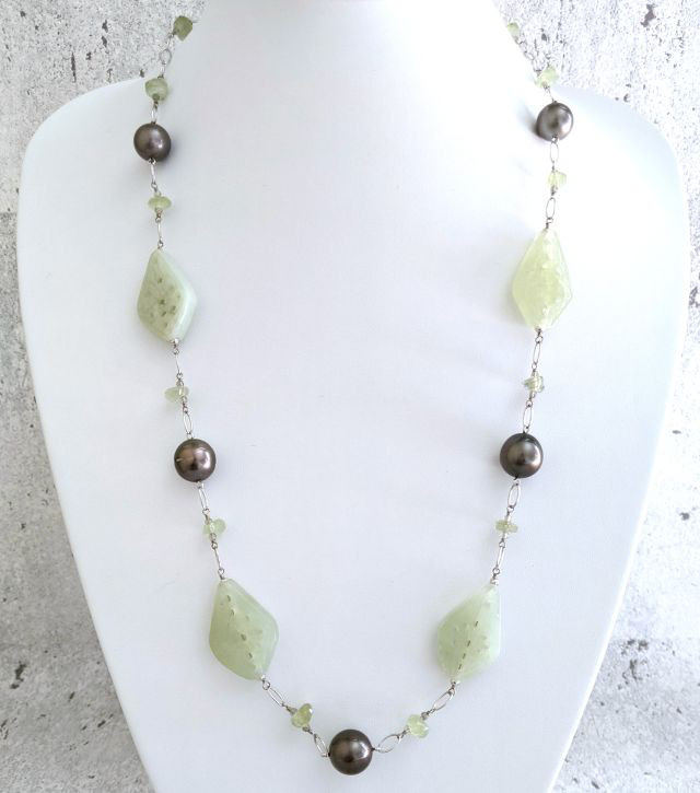 黒蝶真珠ニュージェイド ネックレス/K18K14WG BlackSouthSeaPearl Necklace