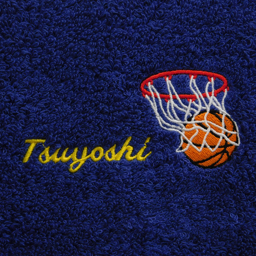 バスケットボール＆ゴールとお名前刺繍入り今治フェイスタオル
