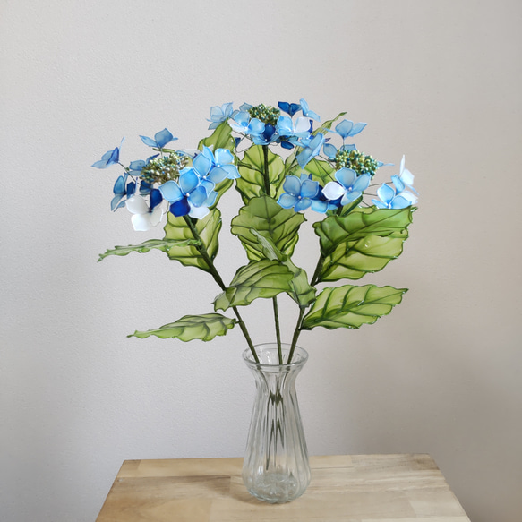 ガクアジサイ♡ブルー♡ピンク♡ディップアート♡額紫陽花 アート