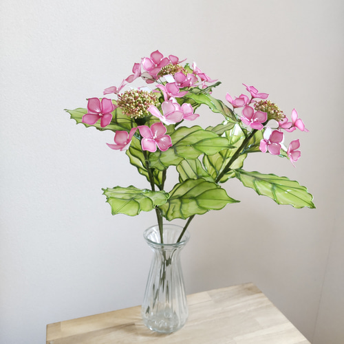 ガクアジサイ♡ブルー♡ピンク♡ディップアート♡額紫陽花 アート