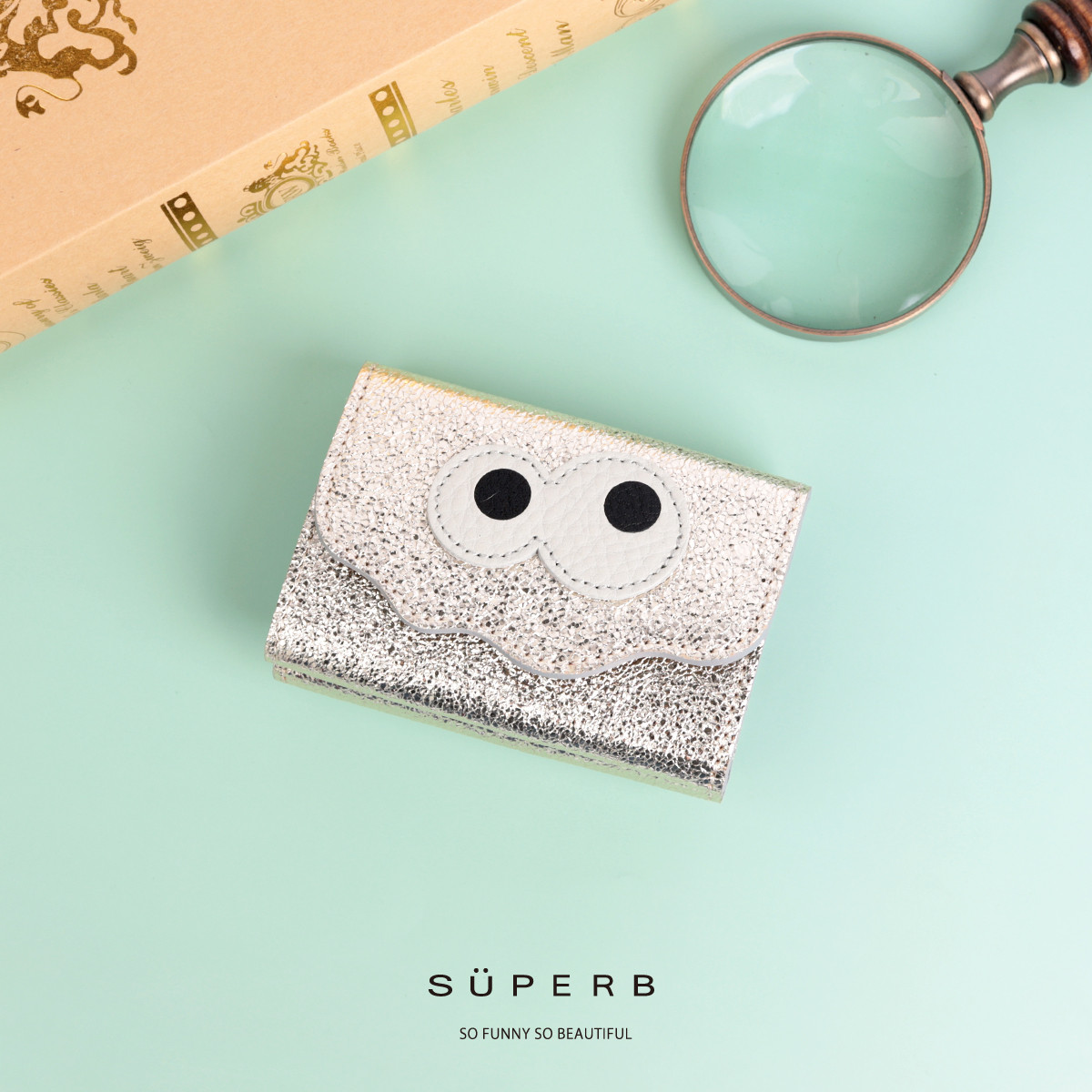 【メタリックホイル/キョロメミニウォレット/全3色】思わず誰かに見せたくなる/ミニマムで大人カワイイ三つ折り財布