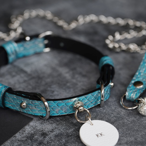 手作りチョーカー/ネックレス/首輪 choker ヘビ革 可雕刻姓名 カップル