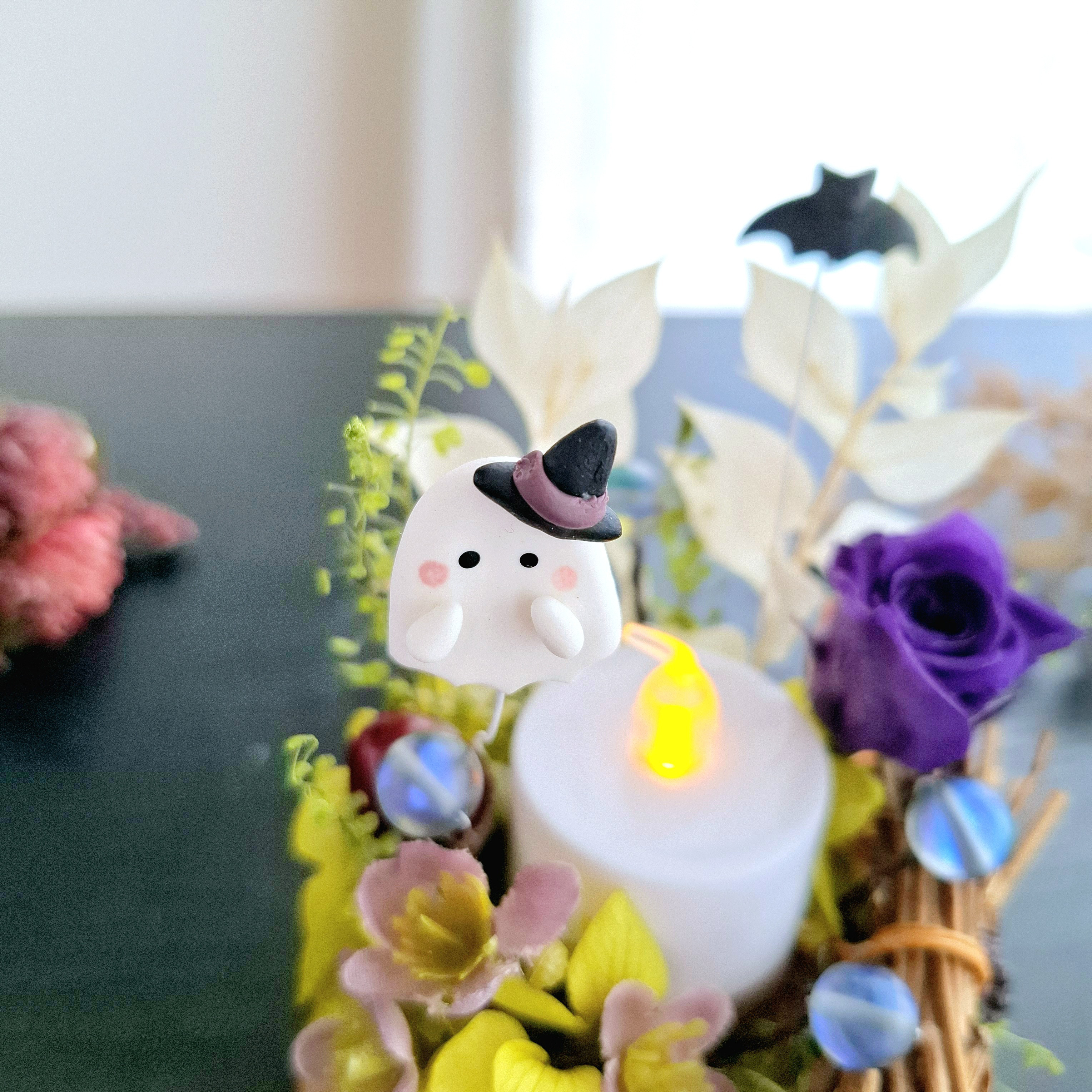 ハロウィン♡長くれ飾る♪【2way】蝙蝠・お化けのドームアレンジ｜秋インテリア｜誕生日