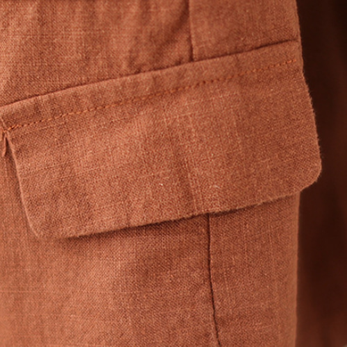 新作秋物】レディース Vネックベスト リネンコットン ボタン