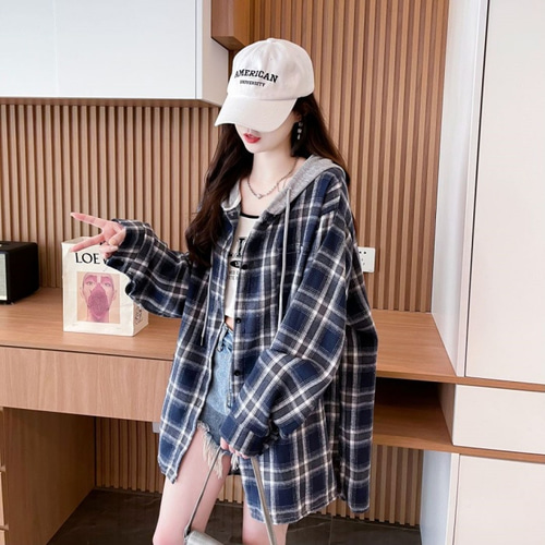 女性の服の2025新モデルの春と秋のゆったりとしたカーディガンフード