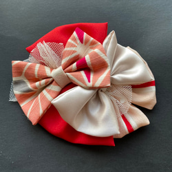 赤 リボン ヘアアクセサリー 髪飾り ヘッドドレス 縮緬 七五三 m4