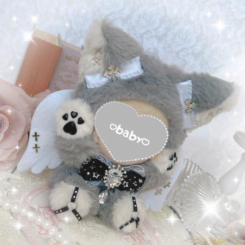 ハイタッチ 堕天使ウルフฅ^˶•̀д•́˶^ฅ ぬい服♥⟡.‎⋆ ぬいぐるみ Fu