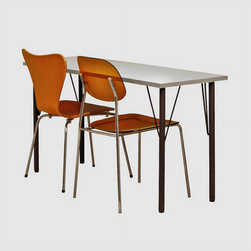 カウンターデスク｜横幅140cm｜ライトグレー｜薄塗りモルタル｜脚