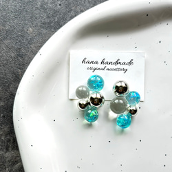 #803 再販 氷 シルバー クリア 大ぶり ハンドメイド ピアス イヤリング 803 再販 シルバー×クリア 氷 大ぶり ハンドメイド ピアス