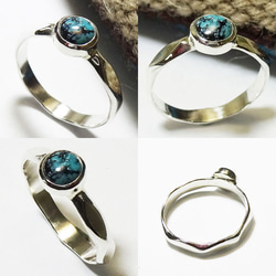 ターコイズ シルバーリング オクタゴン【受注製作】octagon 925 キラキラ  atpring123nexttq2 7枚目の画像