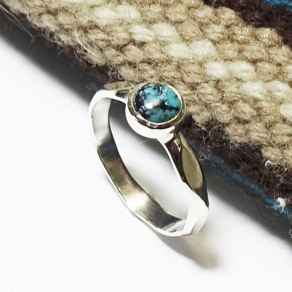 ターコイズ シルバーリング オクタゴン【受注製作】octagon 925 キラキラ  atpring123nexttq2 2枚目の画像