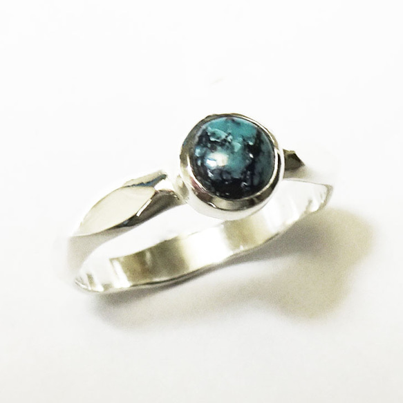 ターコイズ シルバーリング オクタゴン【受注製作】octagon 925 キラキラ  atpring123nexttq2 3枚目の画像