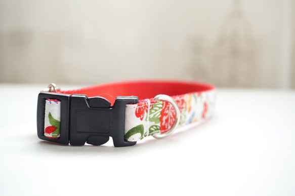 紅型風＊犬用首輪（１５／２０ｍｍ幅）　オーダーメイド　子犬　小型犬　中型犬　和柄　和風　花柄　夏　沖縄 2枚目の画像