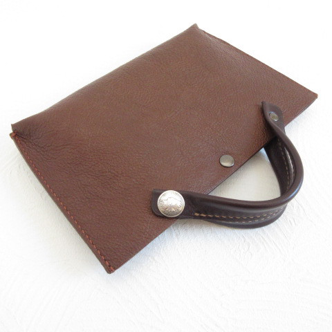 手縫い＆特別仕様使用☆ハンドステッチバッグインにも小さくお出掛け《牛革》ミニマルトート・0515