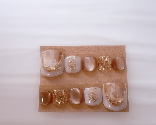 【フットネイル】マグネット ニュアンス ネイルチップ フットお任せネイル😄 ニュアンスべっ甲 #べっ甲 #べっ甲ネイル #べっ