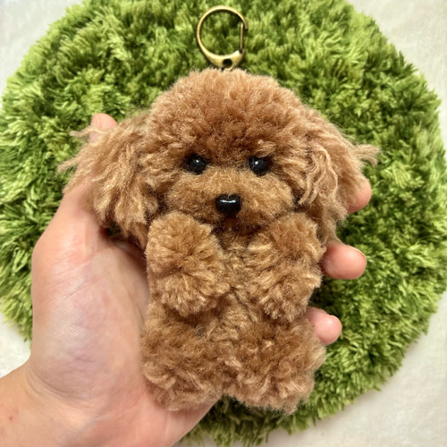 うるうるトイプードル 毛糸キーホルダー＊ブラウン ぬいぐるみバッグ