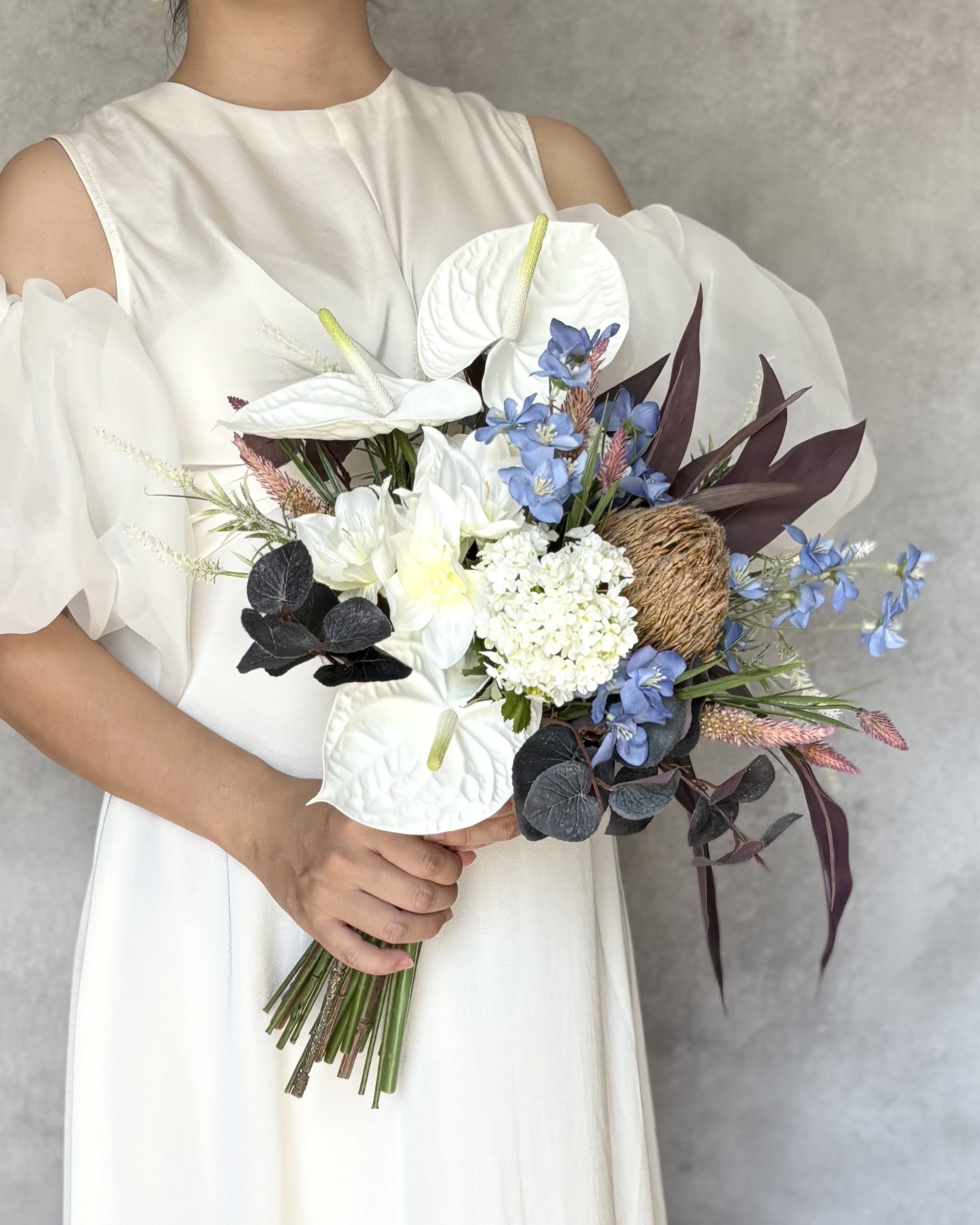 大胆で大人な配色のおしゃれなウェディングブーケ/造花高級造花　アーティフィシャルフワラー/前撮りブーケ