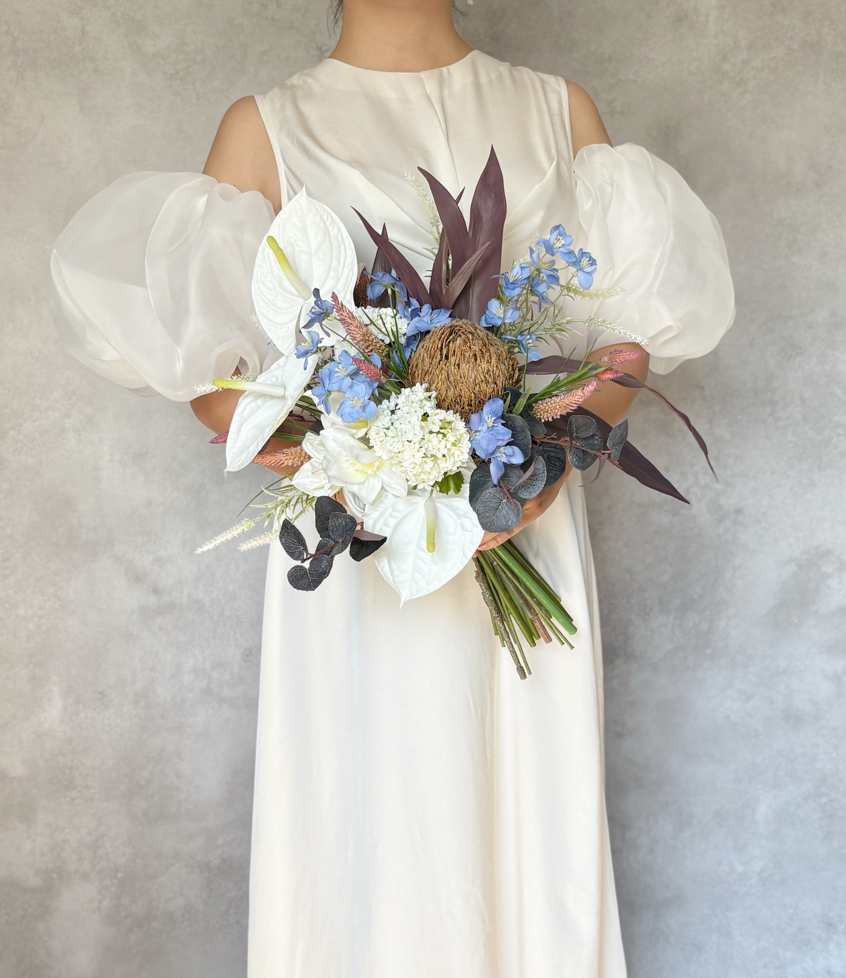 大胆で大人な配色のおしゃれなウェディングブーケ/造花高級造花　アーティフィシャルフワラー/前撮りブーケ