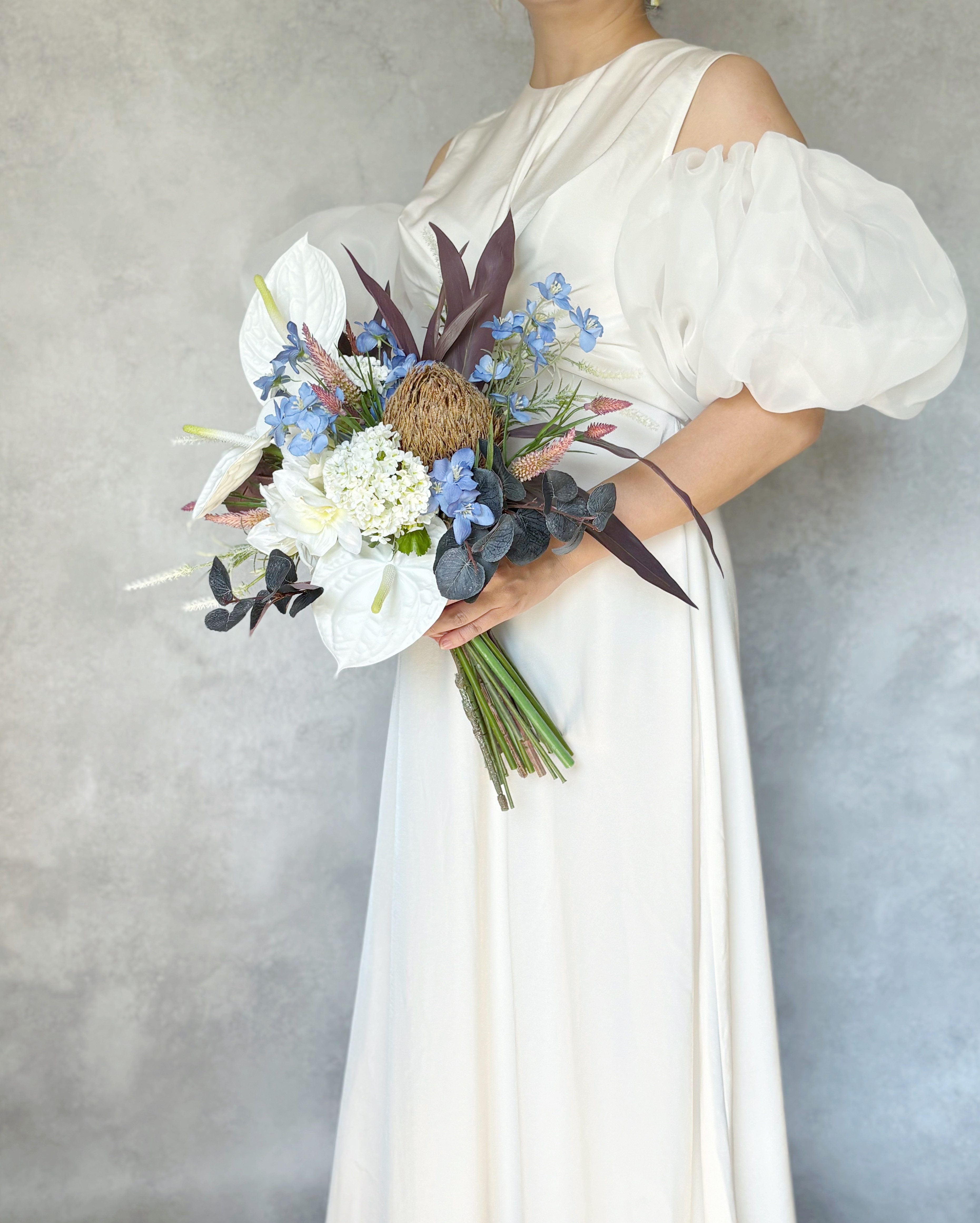 大胆で大人な配色のおしゃれなウェディングブーケ/造花高級造花　アーティフィシャルフワラー/前撮りブーケ