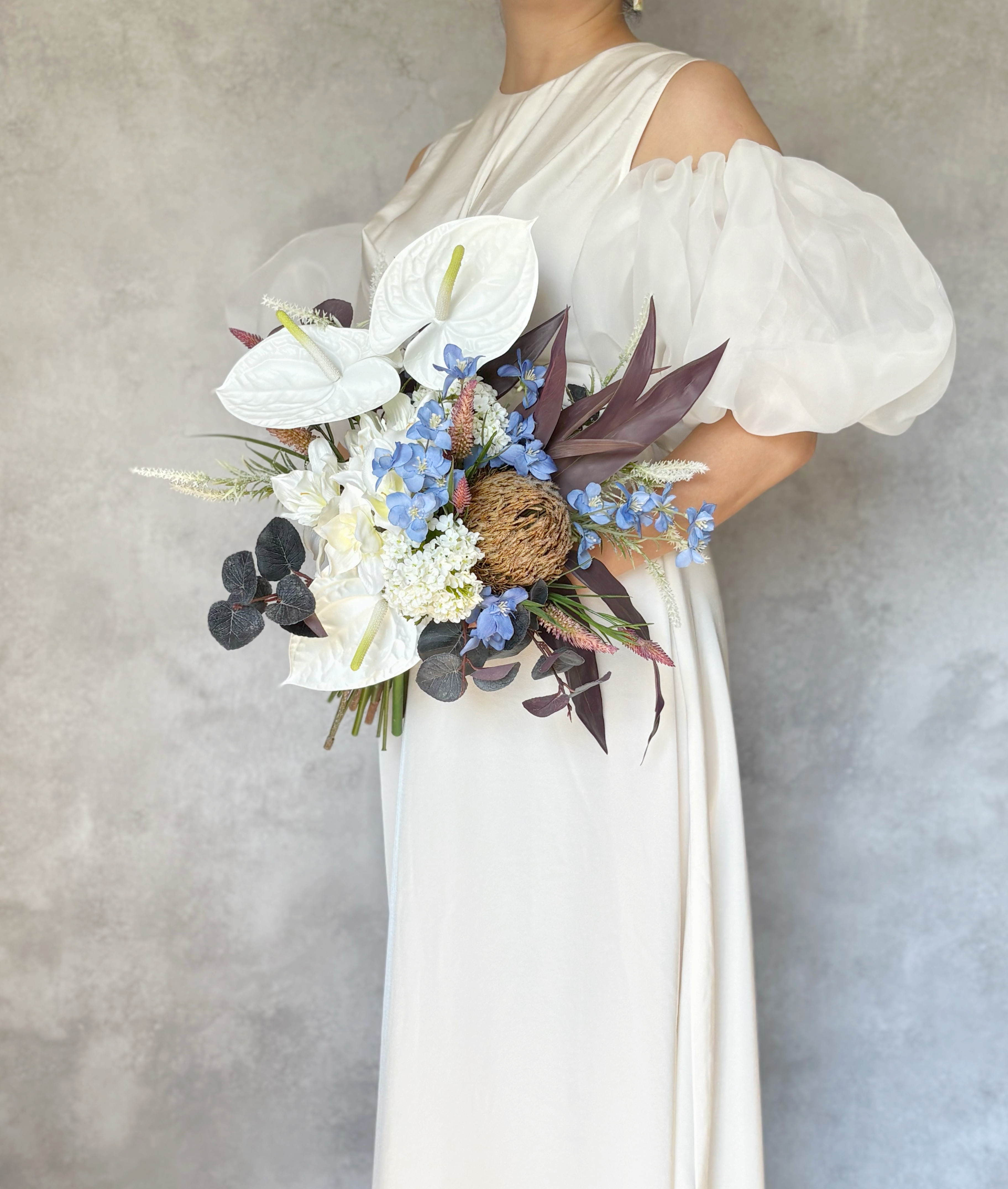 大胆で大人な配色のおしゃれなウェディングブーケ/造花高級造花　アーティフィシャルフワラー/前撮りブーケ