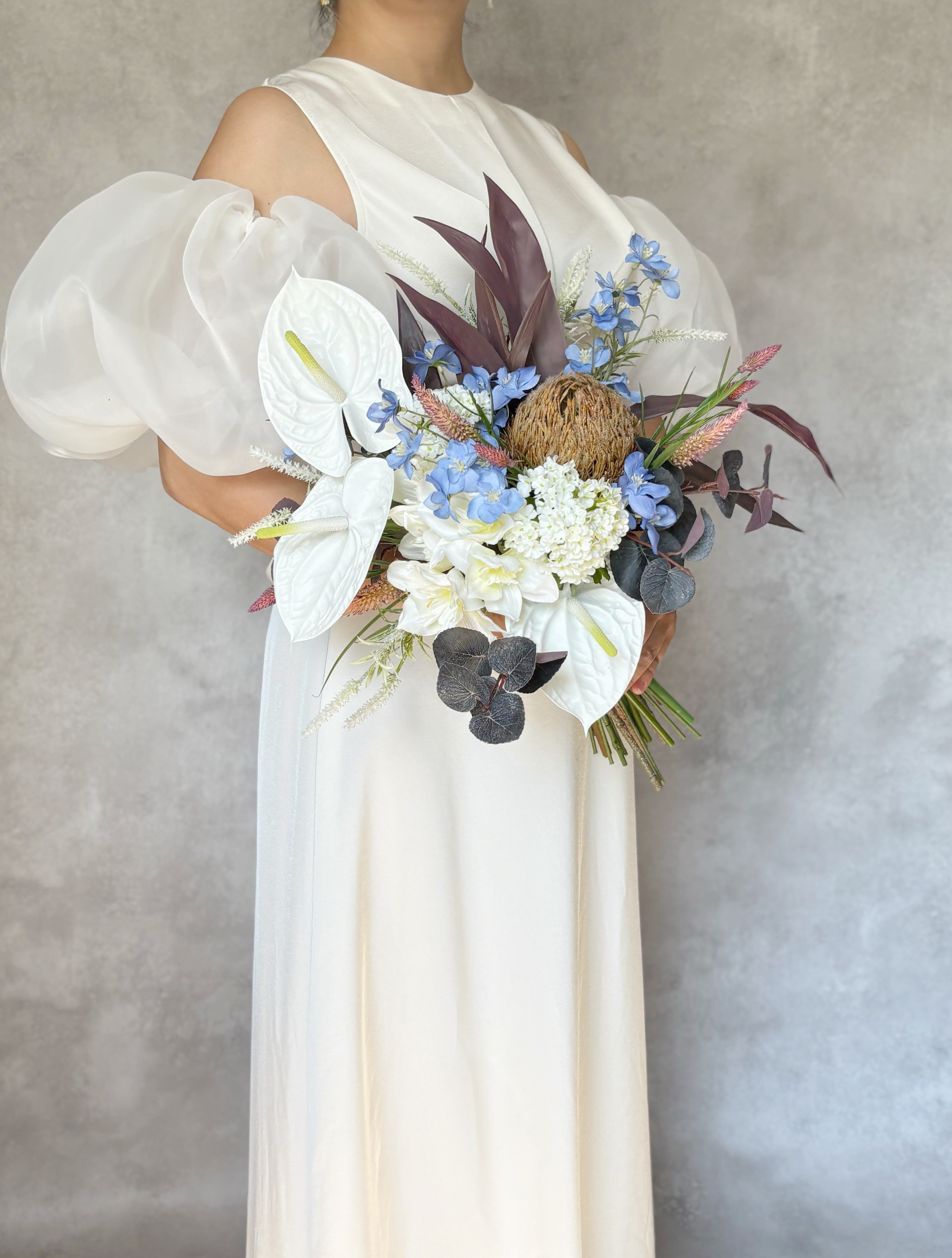 大胆で大人な配色のおしゃれなウェディングブーケ/造花高級造花　アーティフィシャルフワラー/前撮りブーケ